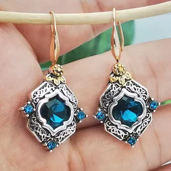 2022 Classic Lady Blue Zircon Drop Earrings Luxury Earrings for Women Fashion Jewelry for Girl Friend Party Best Gift