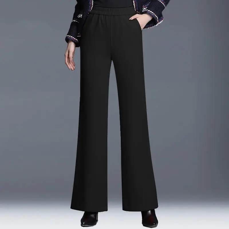 Pantalon de costume drapé pour femmes, taille haute, élastique, ample, à la mode, polyvalent, décontracté, printemps automne