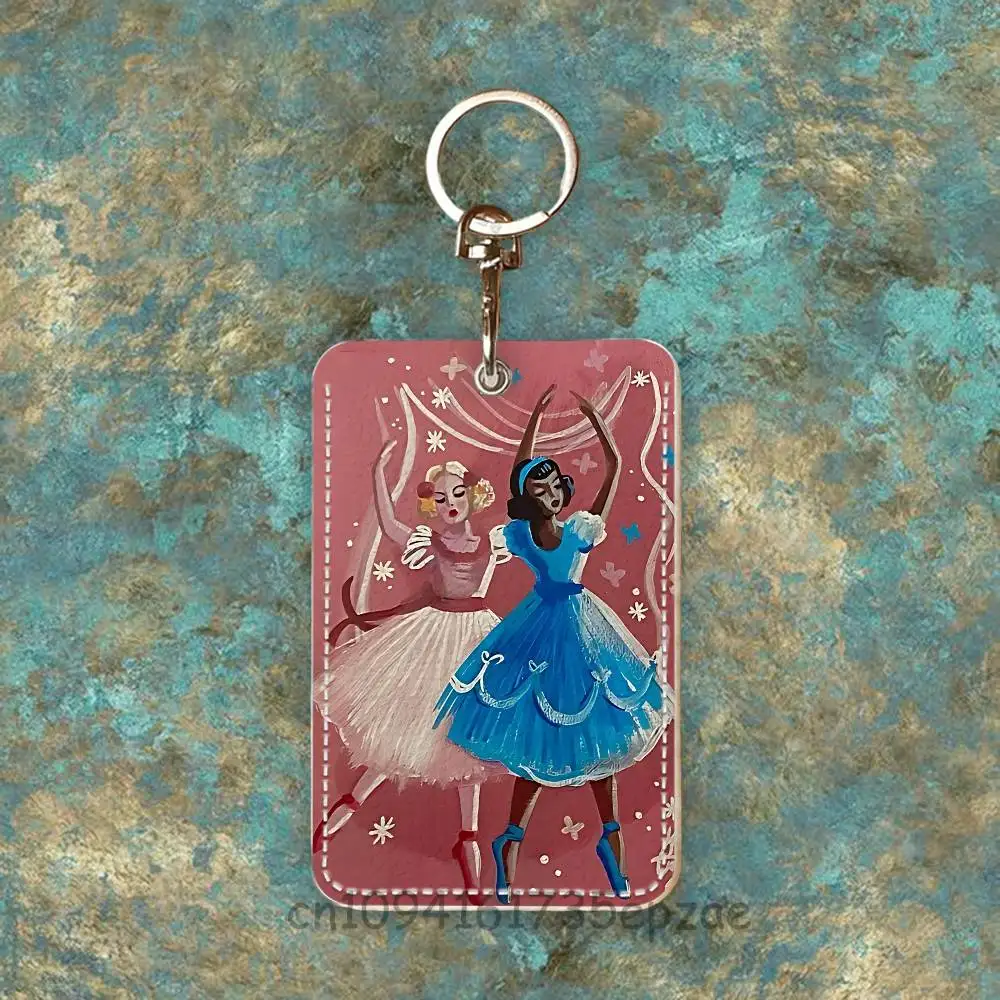 Queer Ballet Art Print Custom Access Card Case Leather Card Holder Keychain Key Ring Transportation Card Case Gifts