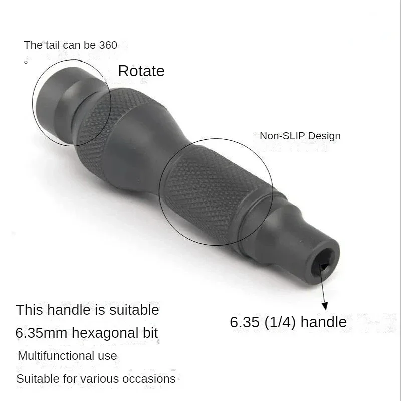 Precisie Aluminium Handvat voor Schacht 1/4 "Bits Comfortabele Mini Schroevendraaier 6.35mm Houder Reparatie Open Gereedschap Professionele