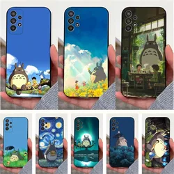 Cartoon T-Totoro-ES Phone Case For Samsung S25,S24,S23,S22,S20,S21,S10,Ultra,Plus,Lite,FE,Soft Silicone Black Cover