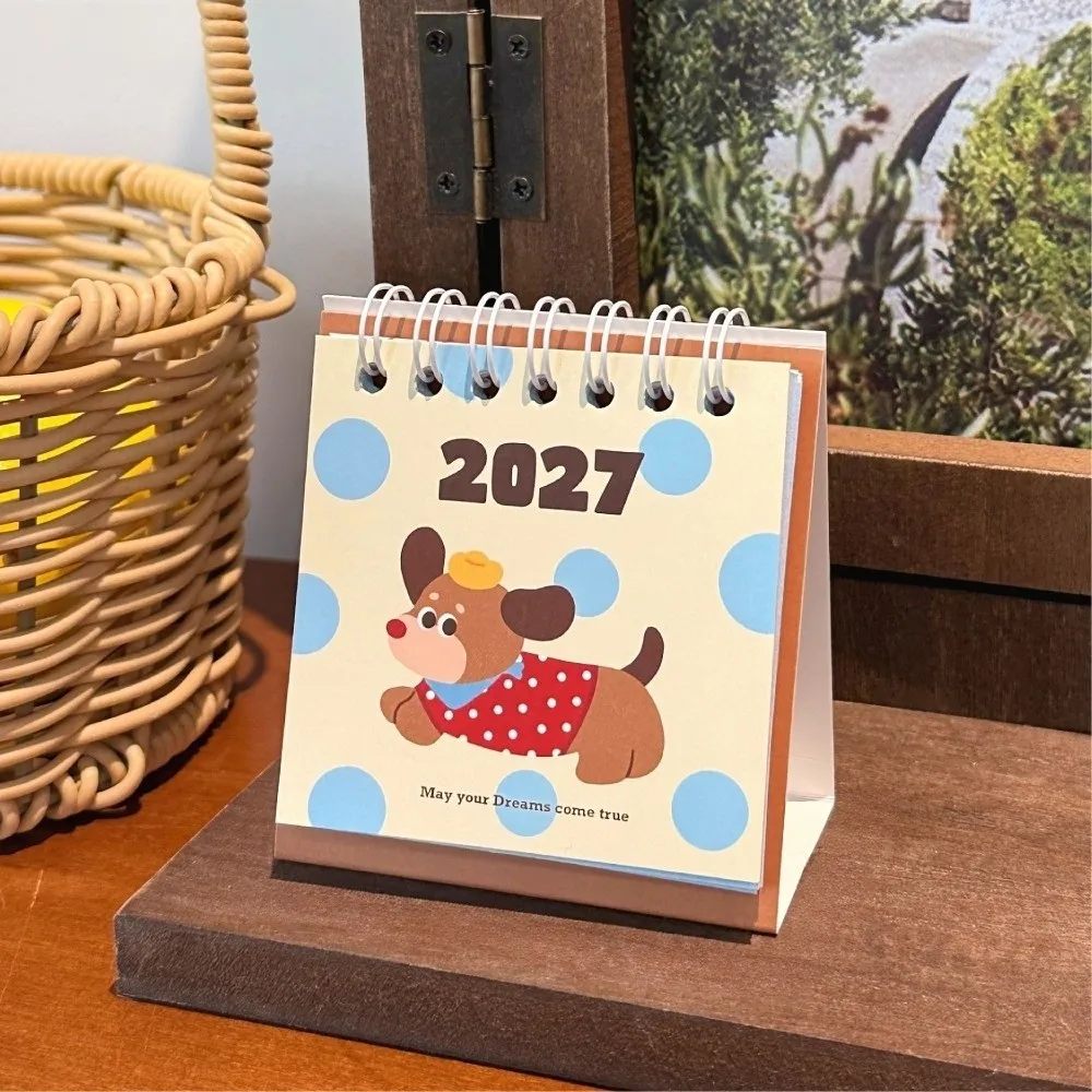 Paper Material 2027 Mini Desk Calendar Portable Design Animal Puppy 2027 Flip Calendar Sheep Lamb Creative Pocket Calendar