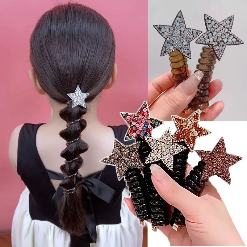 Новая мода телефонный провод с бантом эластичная повязка для волос для детей девочек плетение волос спиральный шнур резинки аксессуары для волос Новая мода телефонный провод с бантом эластичная повязка для волос для детей девочек плетение волос спиральный шнур резинки аксессуары для волос