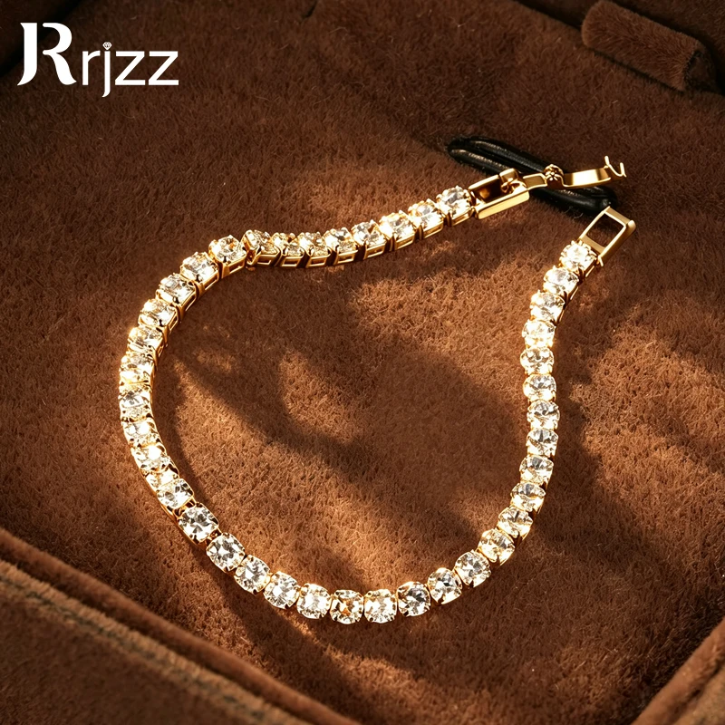Rrjzz 15cm/16cm/17cm/18cm/19cm Tennis Bracelet 3mm/4mm/5mm D-Color Full Moissanite Women Eternal Charm Bracelets Jewelry Gifts