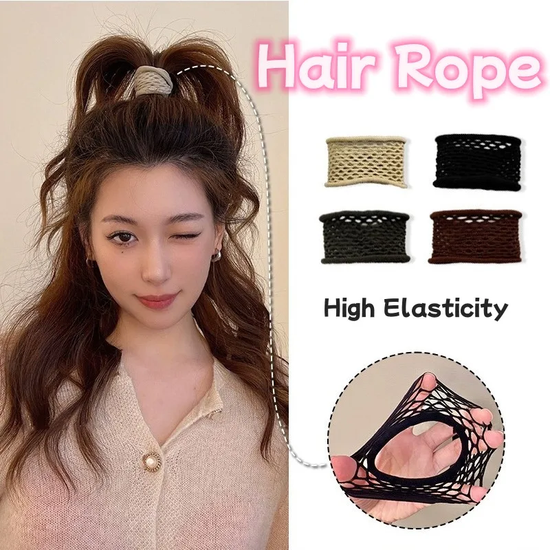 6Pcs/Set Solid Color Hollow Out Elastic Hair Ties Elastic Hair Loops Wide Brimmed Hair Ropes For Women Daily Uses Accessories