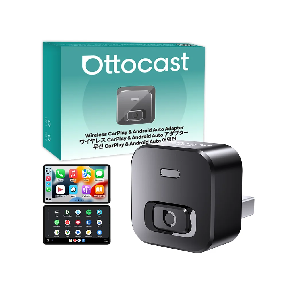 Ottocast Mini Dot 2in1 Wired To Wireless CarPlay Adapter Android Auto Dongle Smart AI Box Auto Connect Plug Play Car Accessories