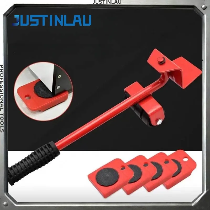 

JUSTINLAU 5 шт. портативный бытовой инструмент для перемещения тяжелых предметов, многофункциональный шкив, аксессуары для ручных инструментов для мебели