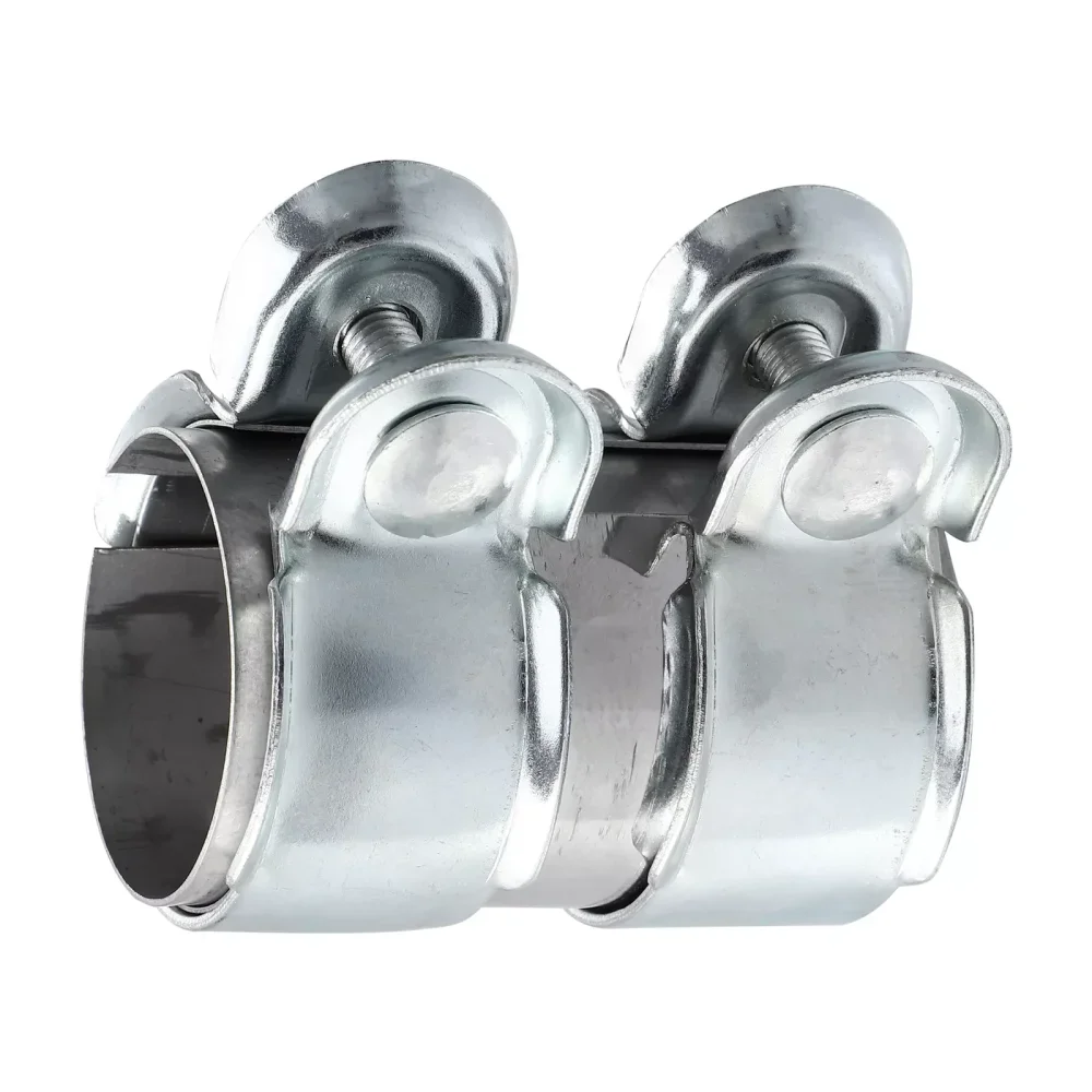 Edelstahl-Auspuffrohrklemme 45mm 50mm 63mm Doppelverbinder Schalldämpferhalterung für Auto Universelles Reparaturzubehör-Set – Detail 4
