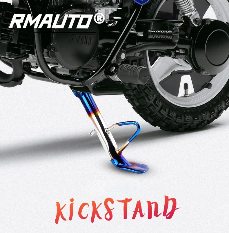 Motorcycle Stainless Steel Side Stand Kickstand Bluing Colorful Universal for Harley Piaggio Honda Hyosung Scooter Accessories