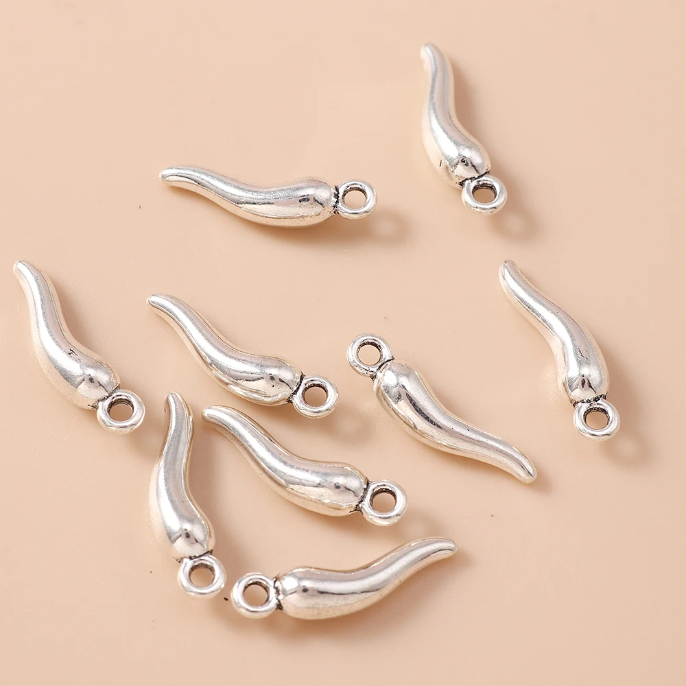 Leslie 30pcs 5*18mm Tiny Cute Chilli Charms DIY Alloy Pepper Pendants Bracelets Necklaces Jewelry Making Accessories