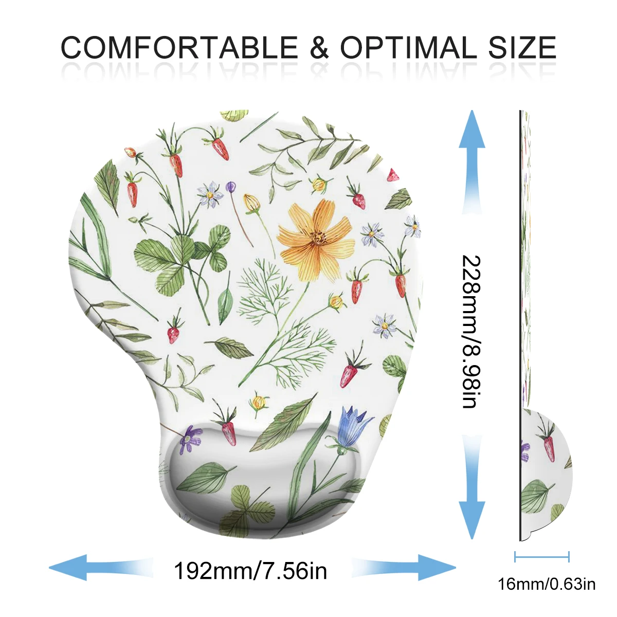 Colorful Flowers and Plants  Mouse Pad Wrist Ergonomic Soft Anti-Slip Wrist Rest Support Mat Computer Mouse Pad for Office  PC