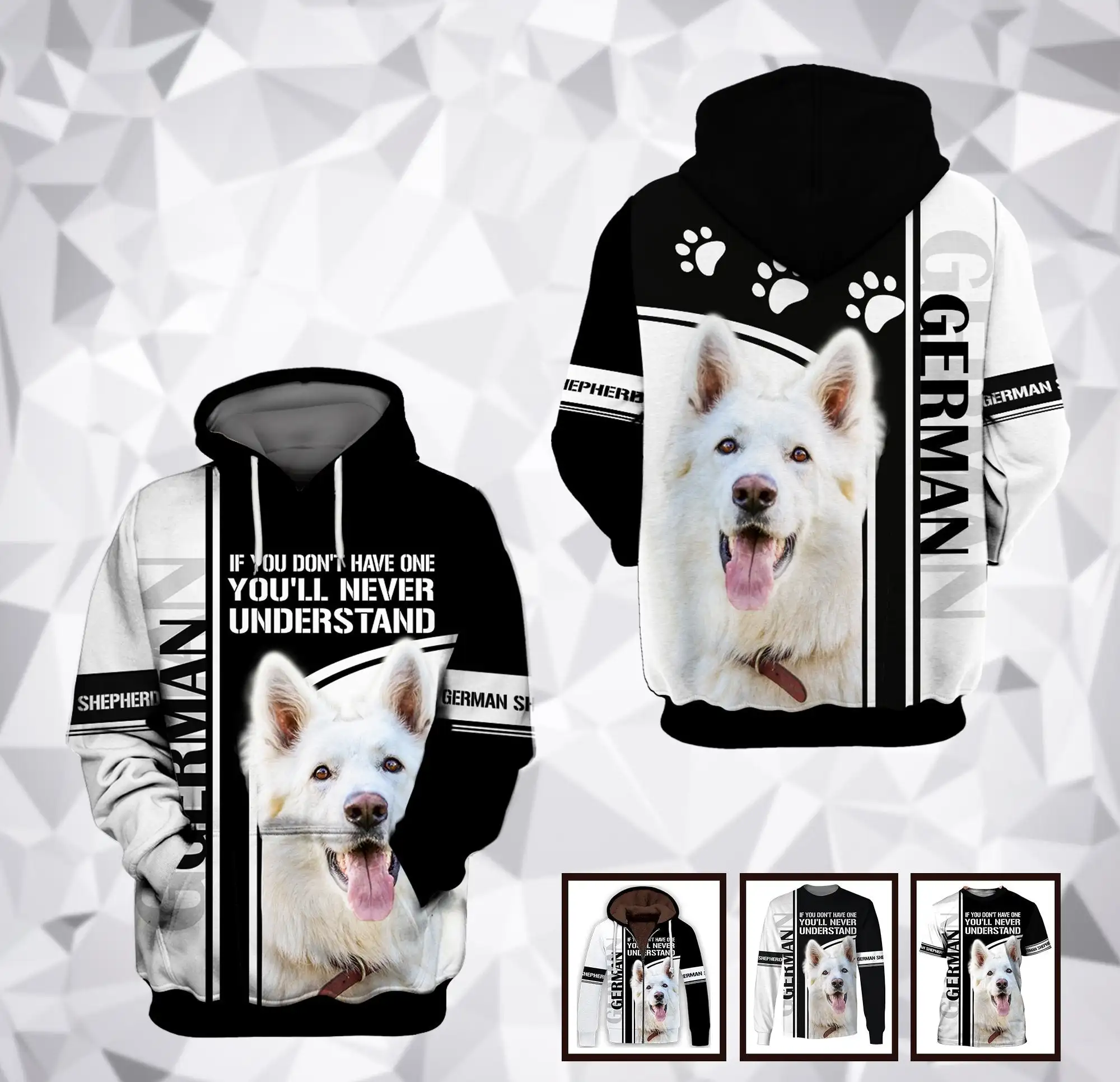 

Fashion German Shepherd Men Hoodies 3D Graphic Love Dogs Animals Printed Sweatshirts Pullovers Harajuku Streetwear Zip Hoodies