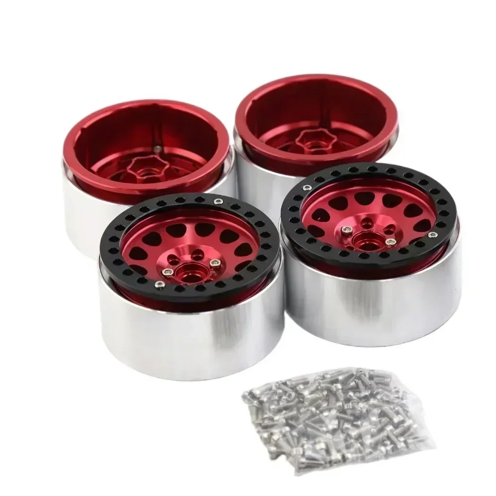 4pcs 2.2 Inch Aluminum Alloy Beadlock Wheel Rim Hub Suit for 1:10 RC Crawler Axial SCX10 SCX10 II TRX4 RC4WD D90