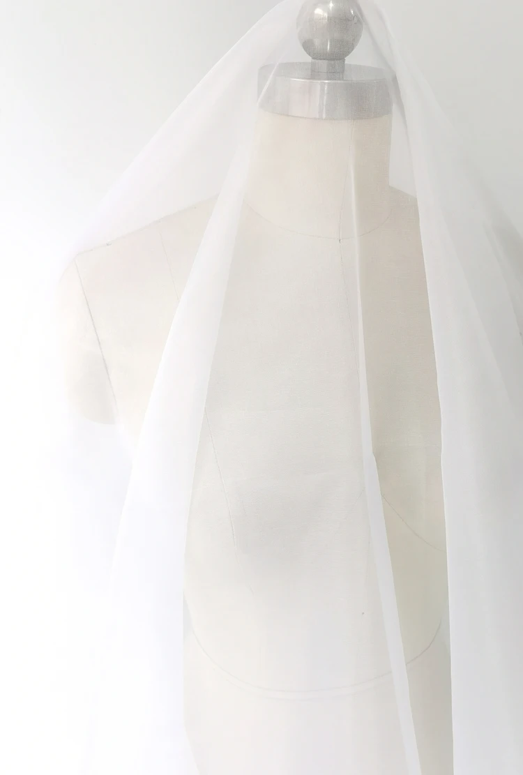 45'' / 55'' breit pro Meter steif geformte Hochzeitsgaze aus schlichter, natürlicher Organza-Stoff aus reiner Seide – Detail 9