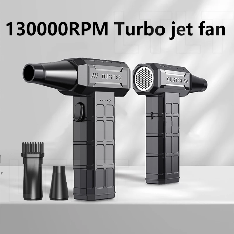 Mini Turbo Jet Fan 130000RPM Jet Blower 52m/s Electric Air Duster Turbo Violent Blower USB Recharge with Light Car Dryer Cleanin