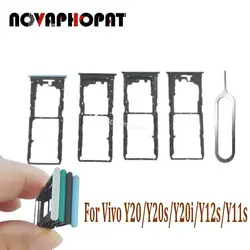 Vivo Y20 için Novaphopat yepyeni SIM kart tepsisi Y20i Y20i Y12s Y12a Y11s Sim tutucu yuvası adaptörü okuyucu Pin