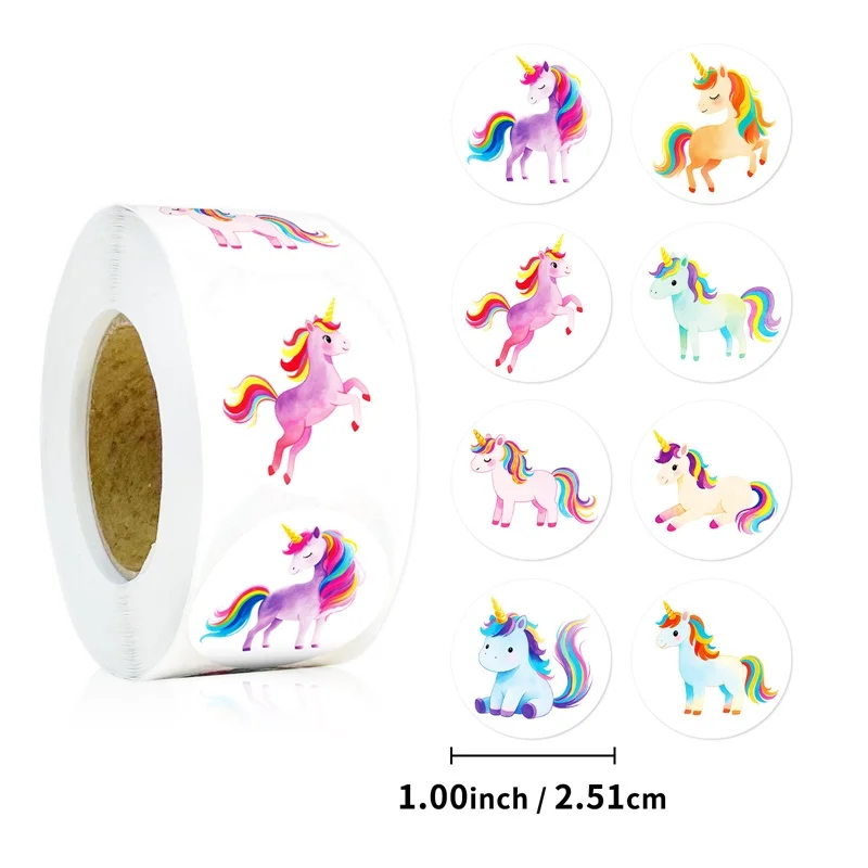 

500PCS Cute Rainbow Unicorn Thank You Sticker Aesthetic Labels Sealing Stationery Decoration Scrapbooking Supplies for Kids