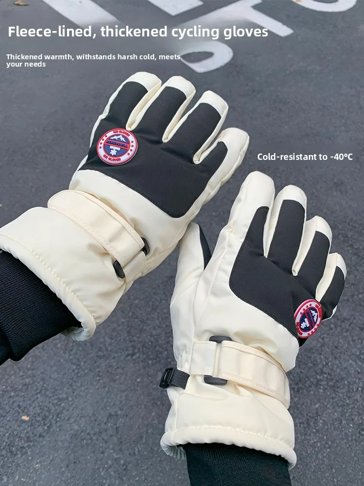 Warm Fleece Lined Touchscreen Gloves for Winter Cycling And Skiing Waterproof Outdoor Riding Gloves for Men And Women
