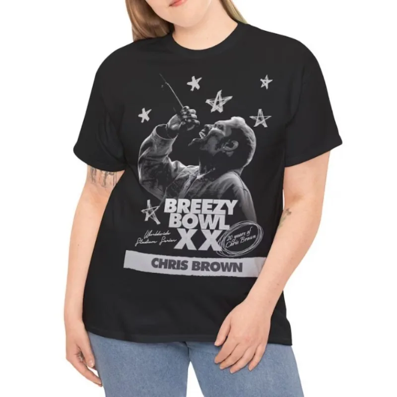 

Chris Brown Breezy Bowl XX Tour 2025 Tee Merch T-shirts Women Men Fashion Casual Crewneck Short Sleeve Streetwear T-shirt Gift