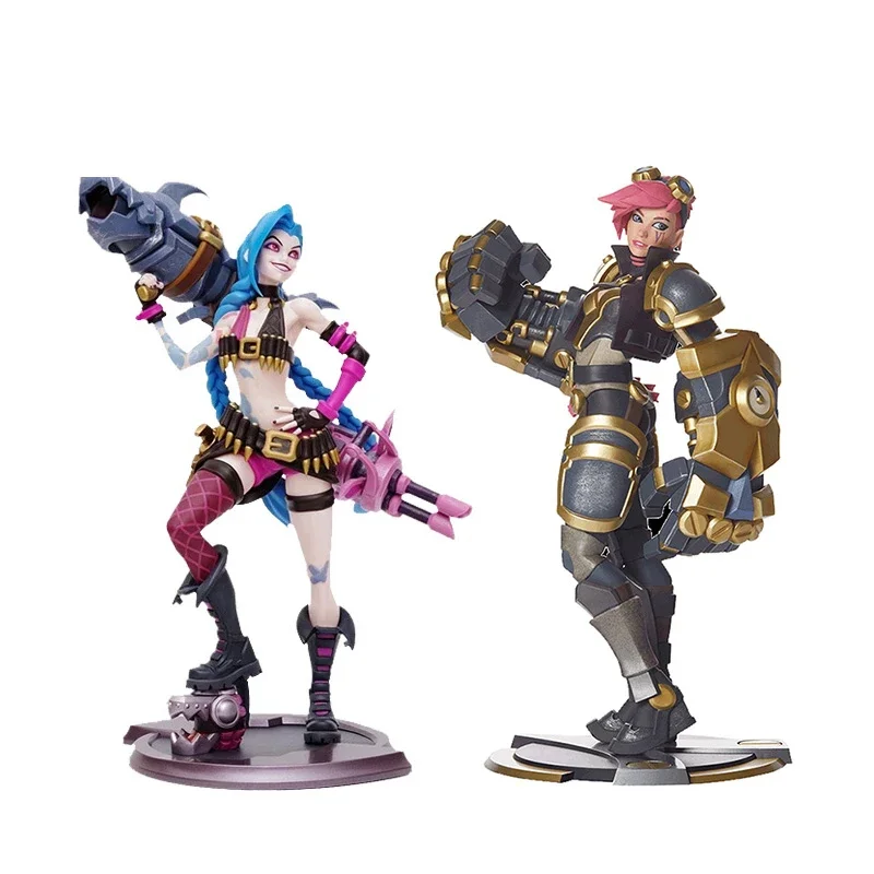 Stock Genuine Original League of Legends Jinx Vi Statue Anime Action Figures PVC Collectible Model Toys Ornaments Desktop Gifts