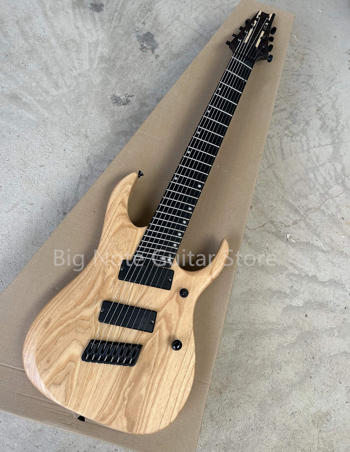 Factory Matte Natural Wood Color 8 Strings Electric Guitar Fanned Frets Wenge NeckBlack Hardwares Active HH Pickups Customizable