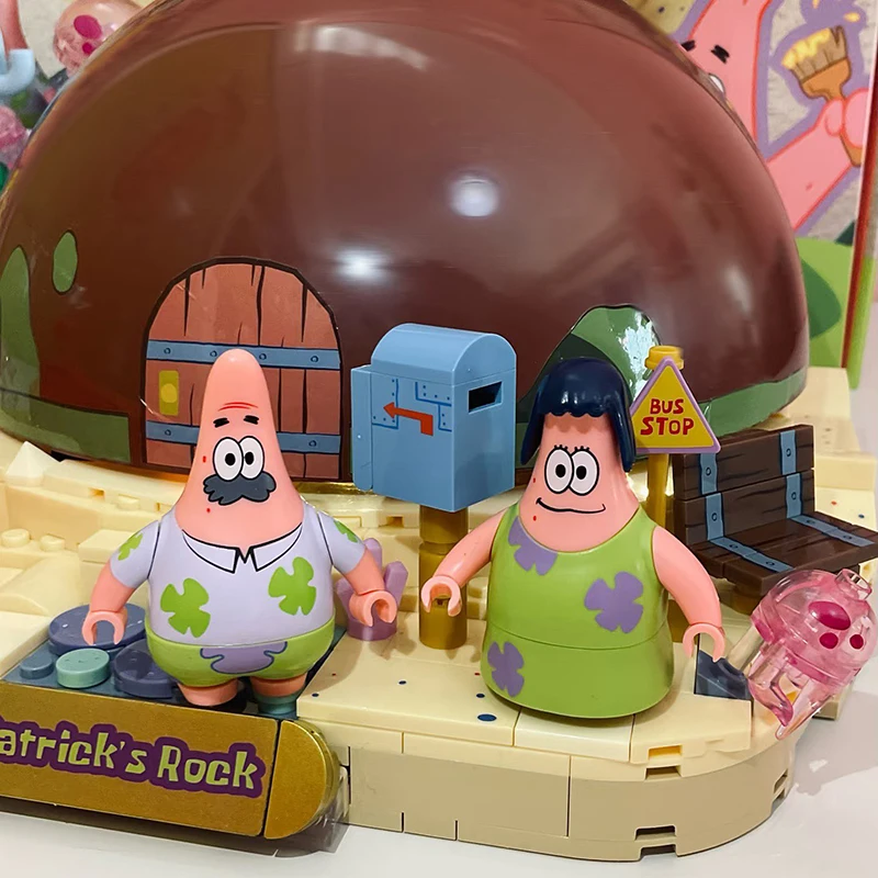 Bob l'éponge Patrick Star Rock maison blocs de construction ensemble créatif bricolage assemblage jouet éducatif pour enfants cadeau de noël boîte aveugle