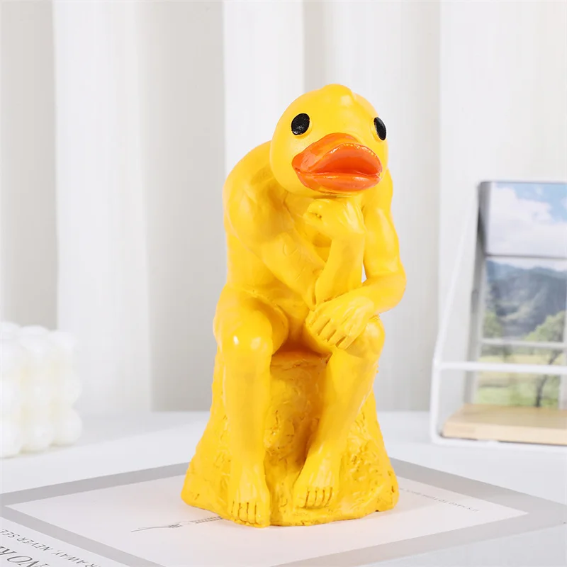 Thinking Duck Statue Duck Yard Decorations Funny Animal Decorations Duck Statues For Garden Decoration Resin Duck Figures