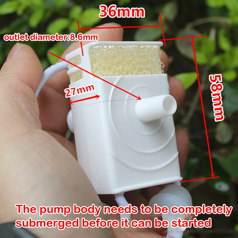 Mini  Brushless Submersible Pump Rockery Bonsai Fish Tank Pump Lift 75cm Automatic Power Outage DC 5V-12V Due To Water Shortage