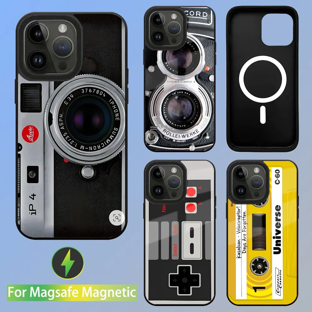 Vintage Tape Camera Gameboy  Phone Case  for iPhone 16 15 14 13 Pro Max 11 Mini Alex Mirror For Magsafe Wireless Charging Cover