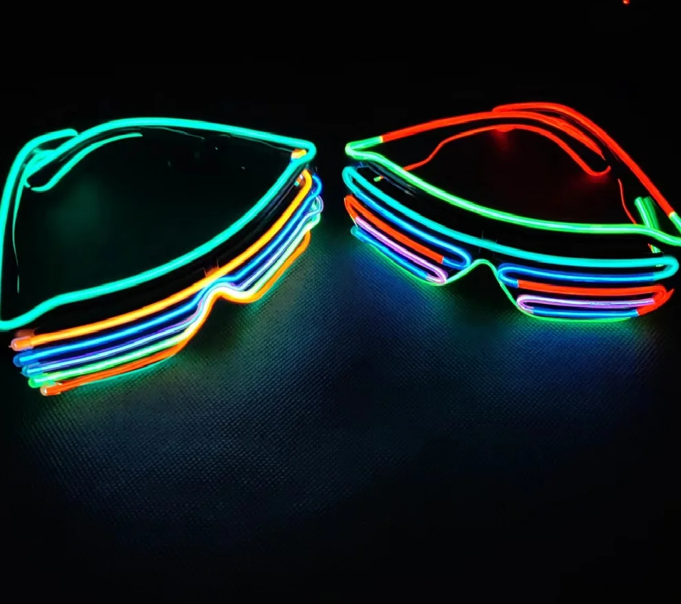 

Shutter El Wire Neon Wireless Rave Glasses Flashing LED Sunglasses Light Up Costumes for 80s, EDM, Party