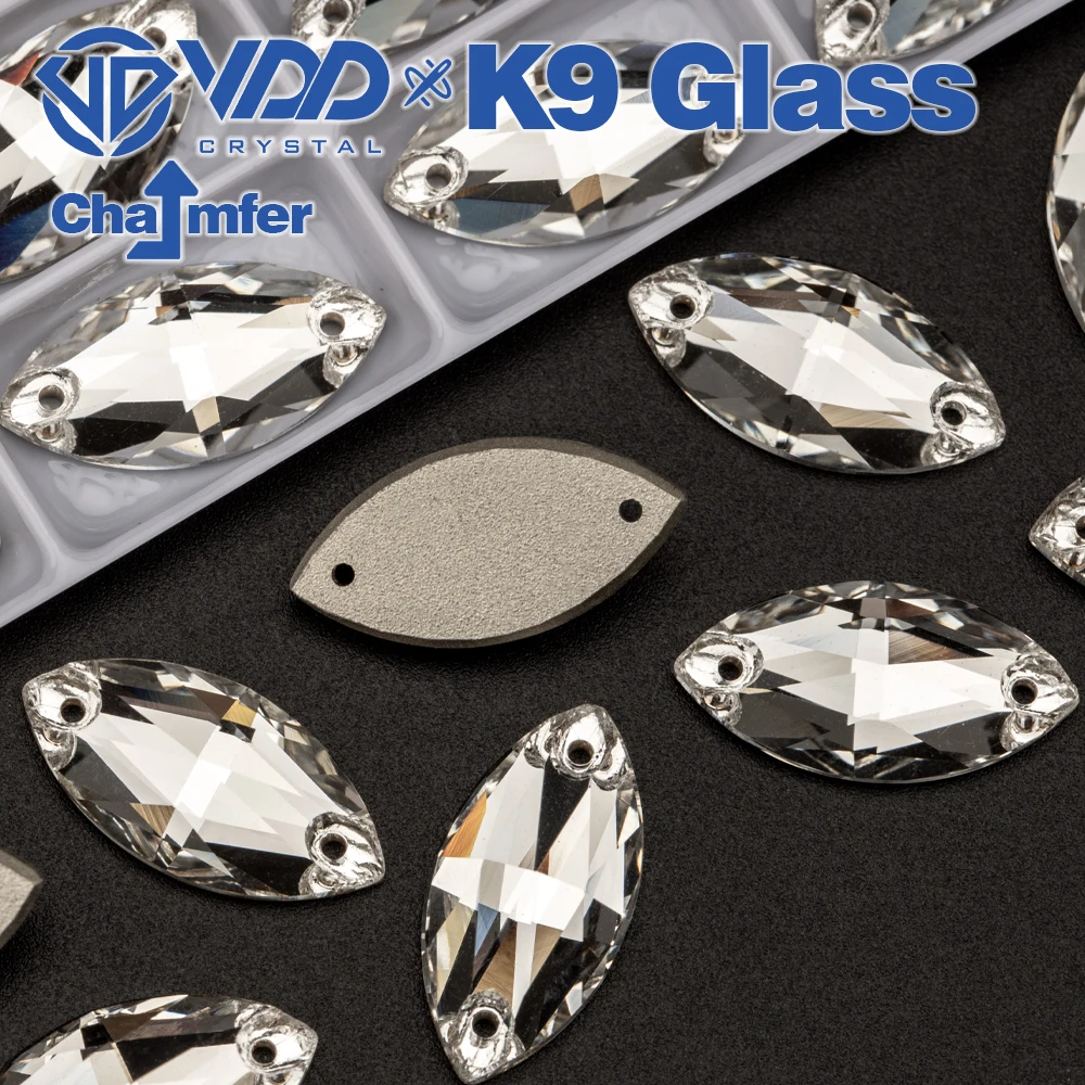 VDD Navette High Quality Glass Sew On Rhinestone Sewing Crystal Strass Flatback Stones For DIY Clothes Accessories Wedding Dress