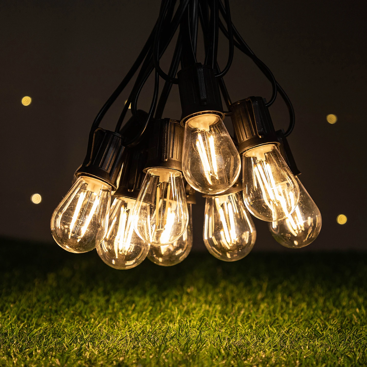 S14 2W Plastic Edison Light Bulbs Vintage Shatterproof E27 Base Warm White Equal to 20W Incandescent String Light Replace Bulb