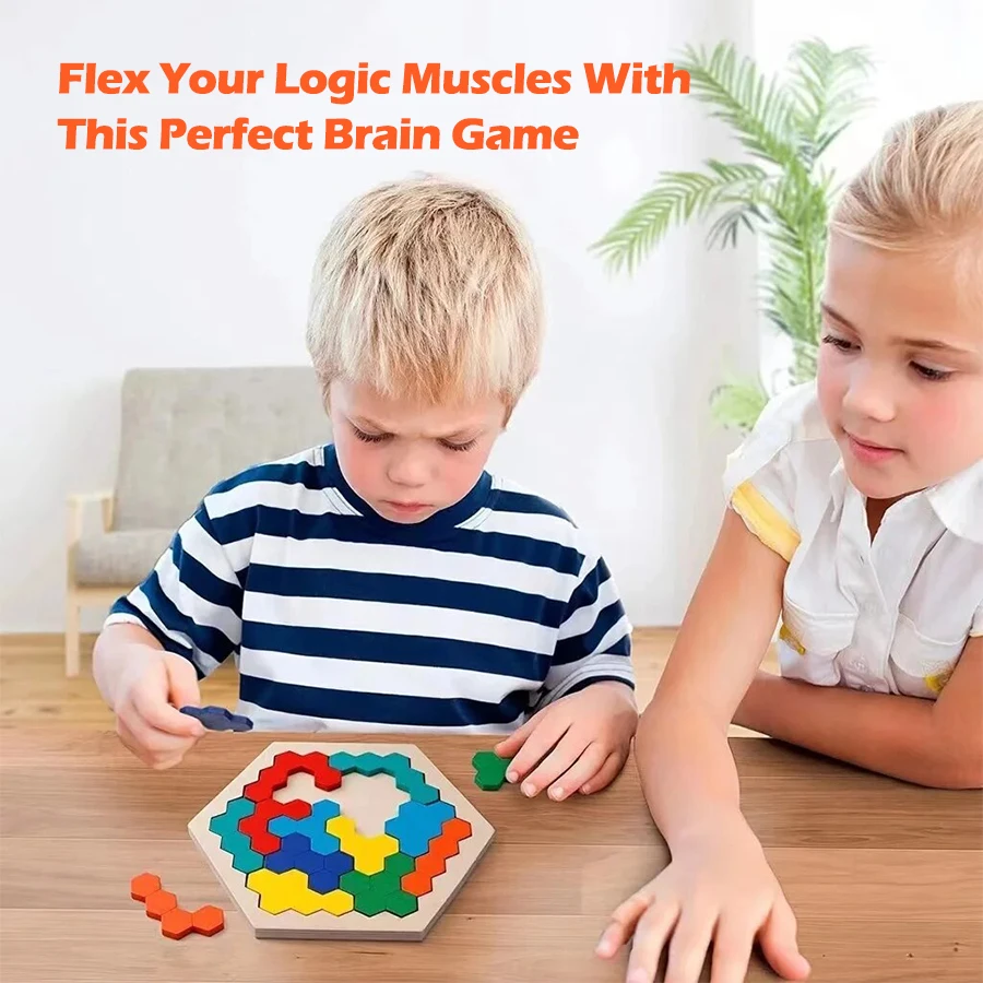 1pcs Wooden Puzzles Educational Toys For Children Kids Preschool Tangram Board Brain IQ Test Game Montessori Toys Gifts