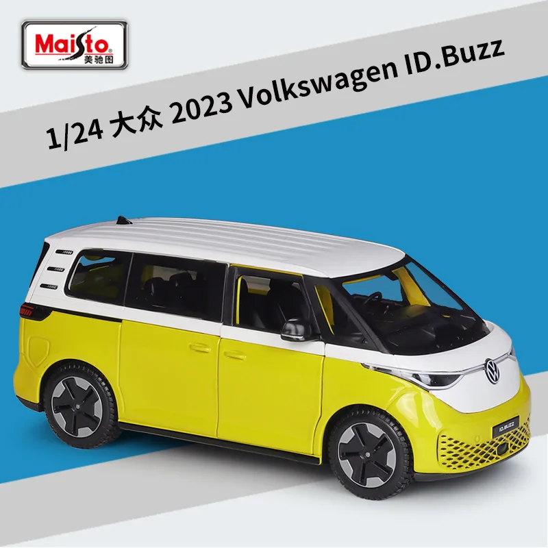 Maiisto 1:24 Volkswagen ID. Buzz 2023 Simulation Alloy New Energy Pure Electric Car Model Toy Collection Display Gifts