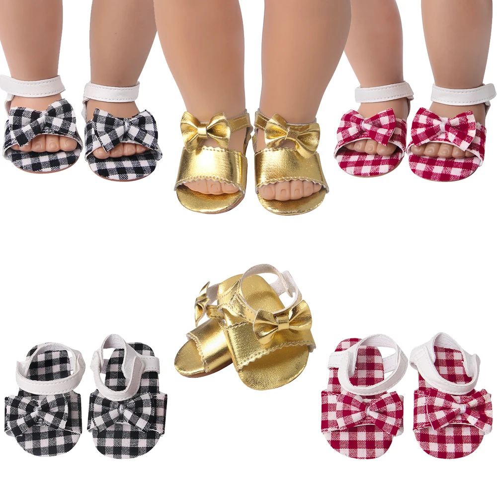 Dropshipping Girl Doll Sandals Shoes American 18 Inch Girl Doll Cute Bow Sandals Ours & Generation Toys Accessories Dress Shoes