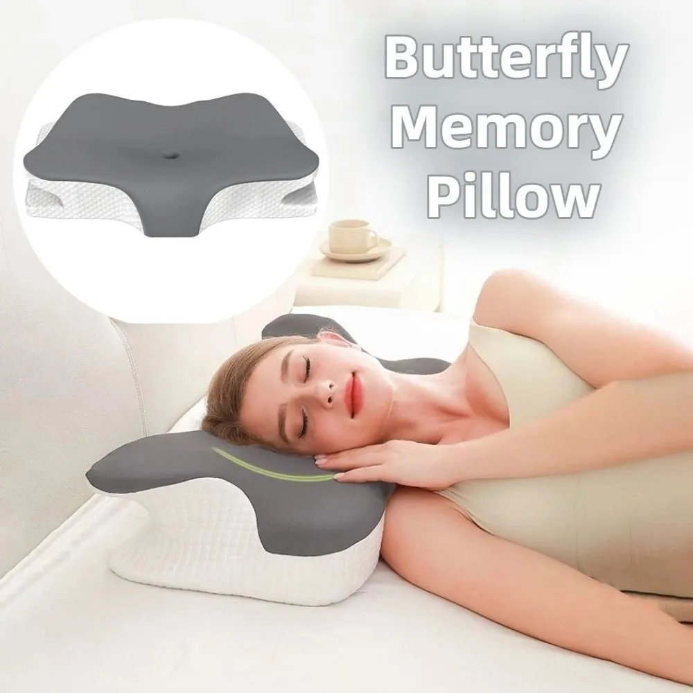 

Butterfly Shaped Ergonomic Neck Pillow Slow Rebound No-Pressure Orthopedic Pillow Lightweight Adjustable Neck Guard Pillow