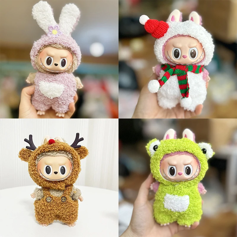 

17cm Labubu Pendant Cute Doll Clothes Fashion Dress Headgear Stuffed Accessories Cos Anime Plush Cartoon Decor Children Toy Gift