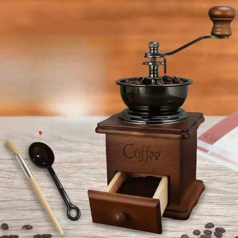Retro Small Hand‑Crank Coffee Grinder,Manual Coffee Bean Mill for Home Use