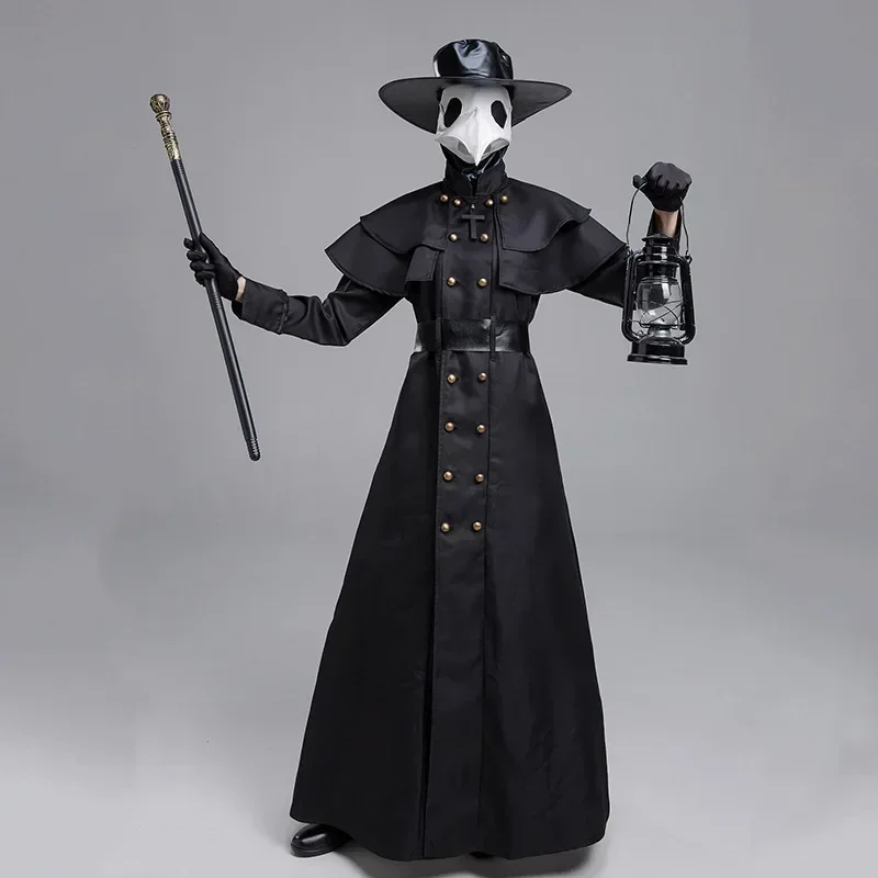 Halloween Middeleeuwse Pest Dokter Kostuum Steampunk Middelbare Leeftijden Oorlogszuster Vogel Snavel Playsuit Carnaval Cosplay