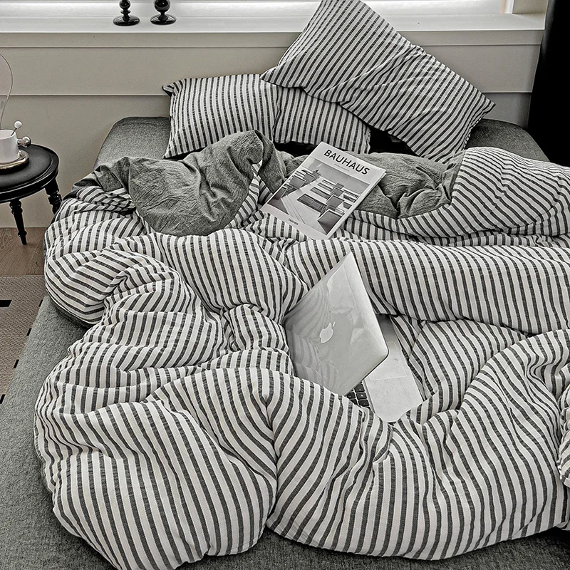 

Vertical Stripes Bedding Comforter set Duvet Cover bedsheets set pillowcases Bedding Linens Set Queen/King Bed edredones de cama