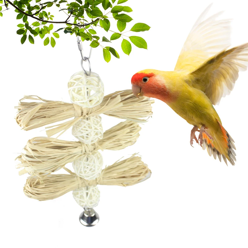 Bird toy parrot bite puzzle toy birdcage toy primary color grass woven parrot toy birdcage accessories parrot supplies