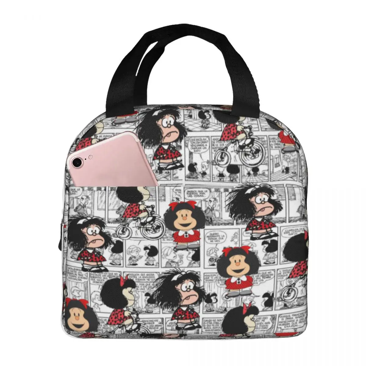 Manga Mafalda Quino Cartoon Thermal Insulated Lunch Bags Women Resuable Lunch Tote for Work School Travel Multifunction Food Box