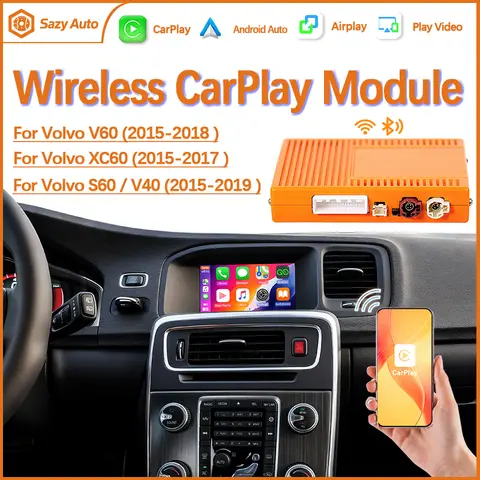 SAZYAUTO Wireless Carplay Android Auto Module For Volvo XC60 XC70 S60 S80 V60 V70 V40 2011-2019 Screen Touch Bluetooth Music