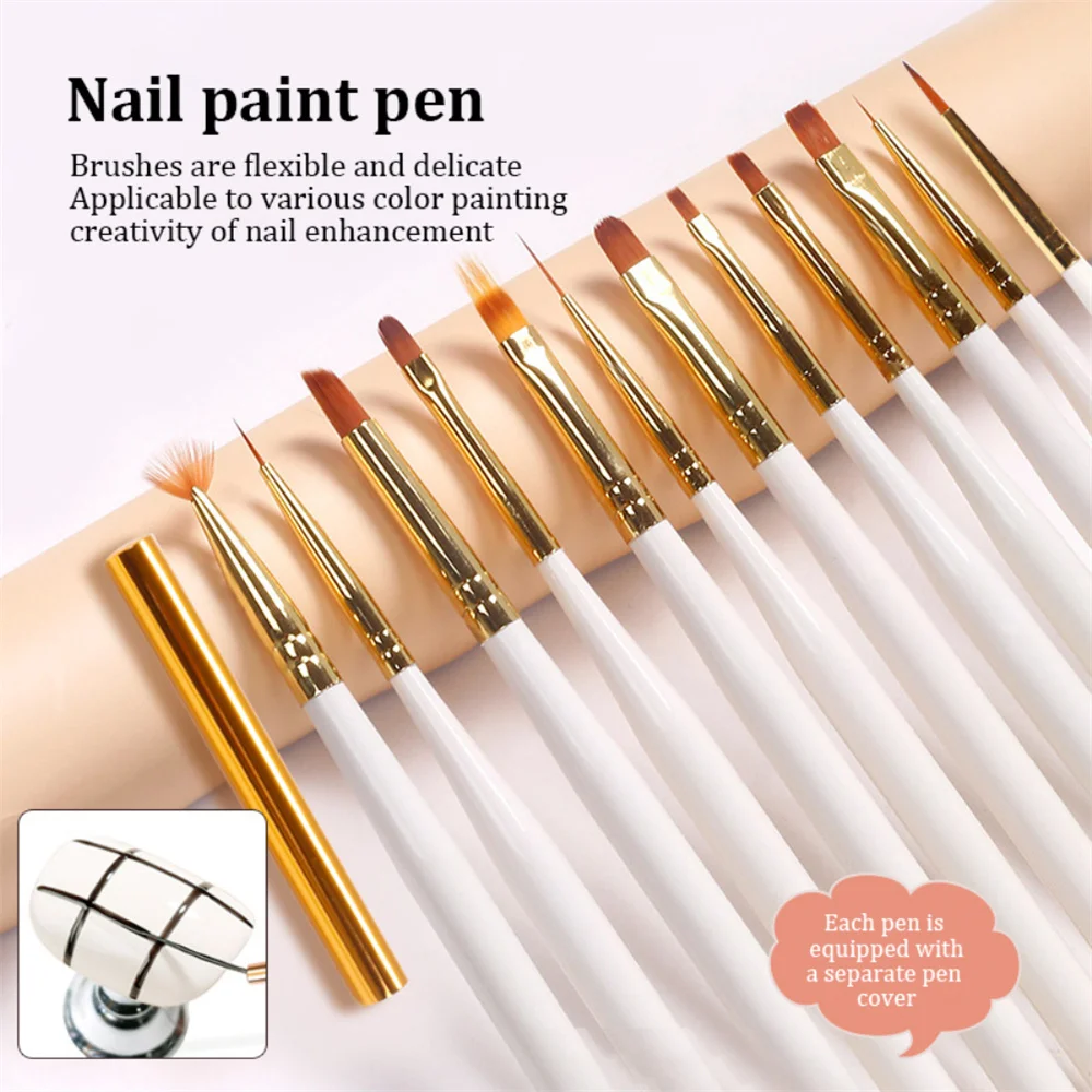 Nail Pen Not Easy To Shed Hair Ergonomics Durable Metal Handle Brush Set Nail Brush Nail Brush Set Perfect Nail Art Paint Pen