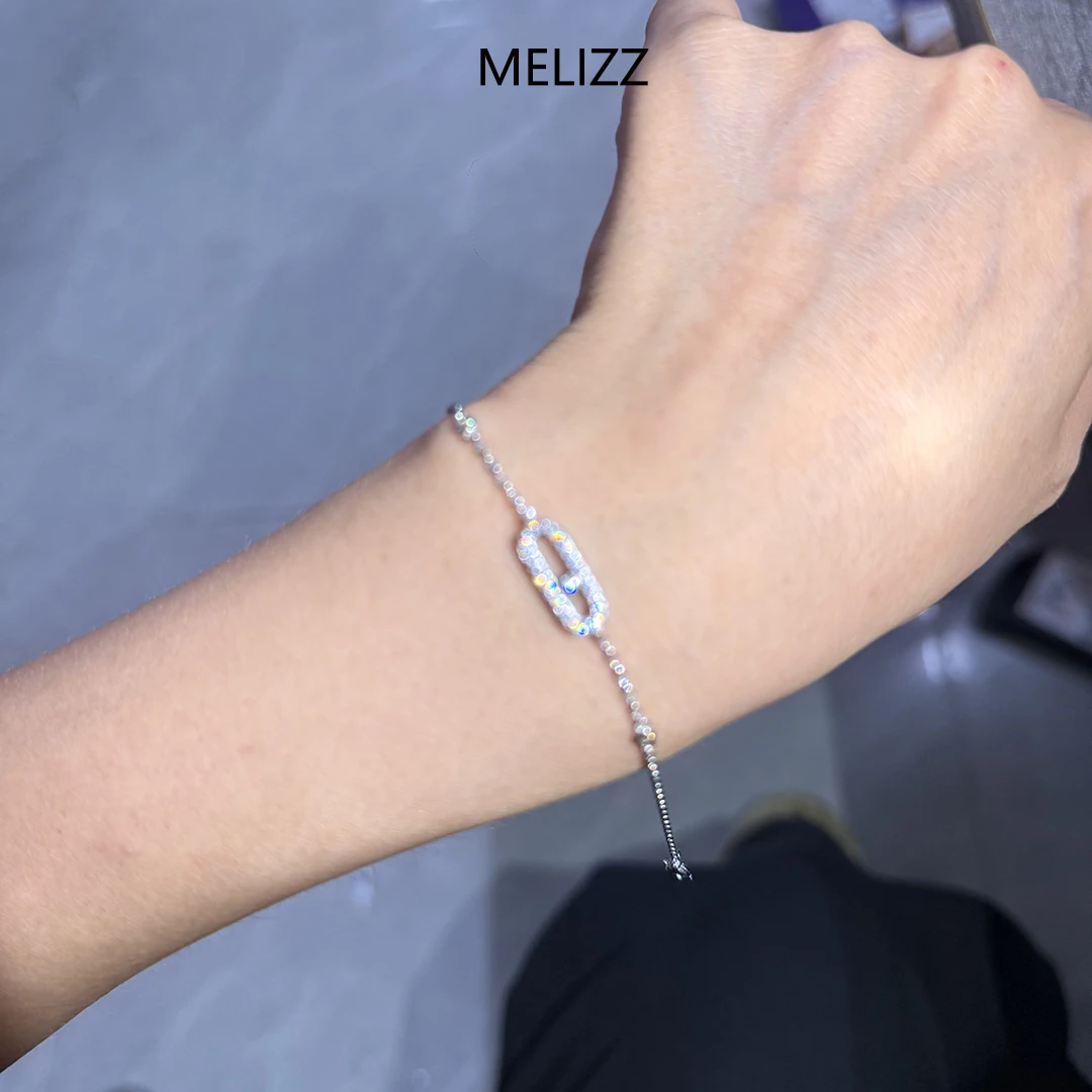 S925 Sterling Silber Einzel-Diamant Damenarmband CNC-beschichtet 18K Gold Voll-Diamant Flexibles Armband – Detail 1