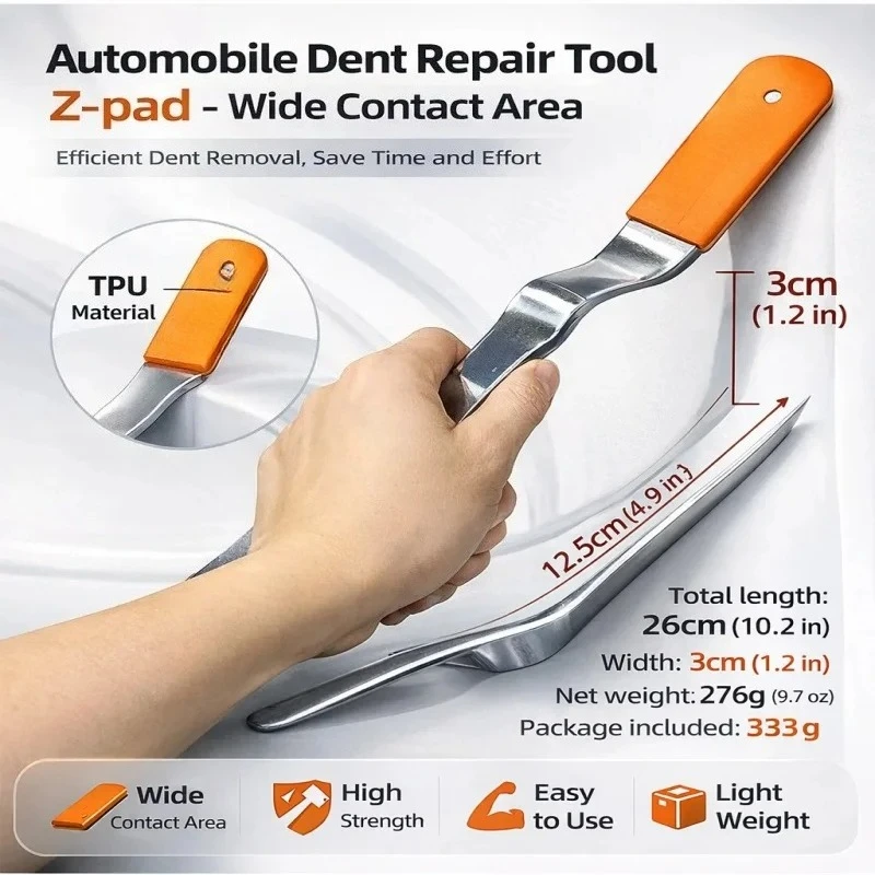 Professional Car Dent Removal Tool Z-Shape Knockdown Paddle, Large Contact Area Saves Time & Effort