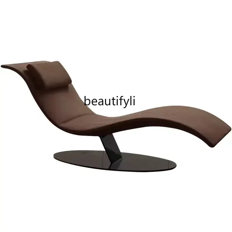 

Q Designer light luxury metal wrought iron curved personalized recliner villa clubhouse outdoor beach single sofa chair