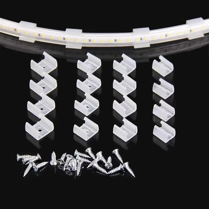 30pcs Flexible Led Strip Lights Fixed Clip, With Screws, for 8-20mm Plastic Buckles Neon Tube Soft Lamp Holder Base