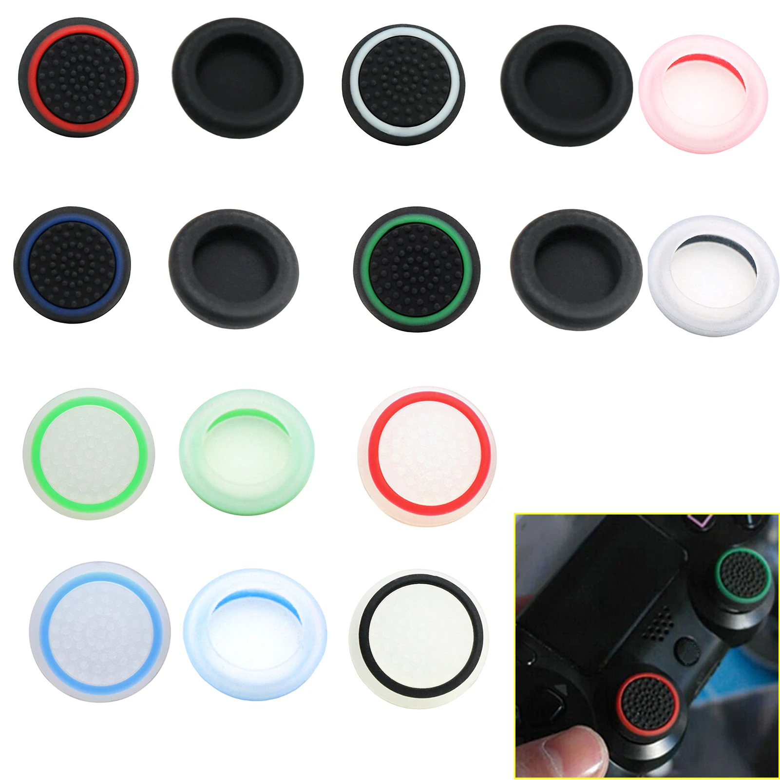 12PCS/4PCS Non slip Silicone Analog Joystick Thumbstick Thumb Stick Grip Caps Cases for PS4 PS5 360 One Controller