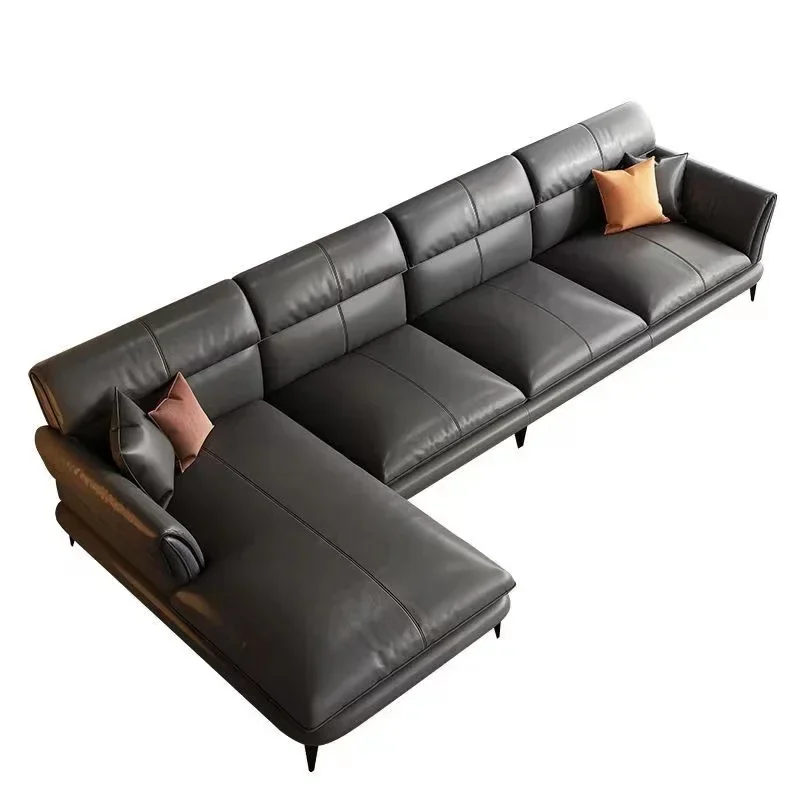 -luxury sofa set furniture leather L - shaped latex combination leather living room sofas